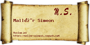 Mallár Simeon névjegykártya